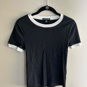 J. Crew Black Ribbed Tee with White Trim